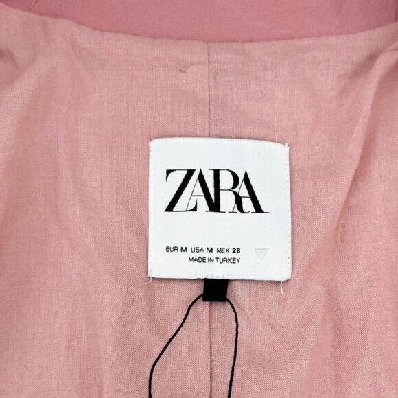 ZARA Cropped Stitch Detail Blazer Sz Medium Pink - Picture 8 of 9